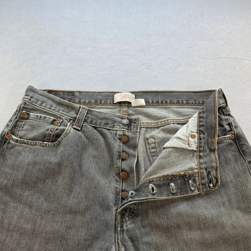 Levi's 501 Original Fit Mens Jeans 36x30 Grey Denim Button Fly Straight Leg 2008